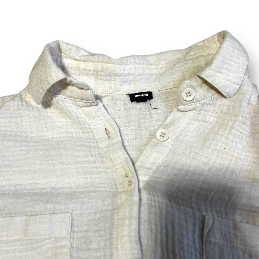 Revolve Monrow Relaxed Button Up Blouse In Chalk … - image 7